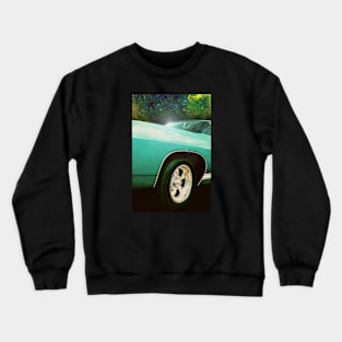 Classic car in solar system Crewneck Sweatshirt